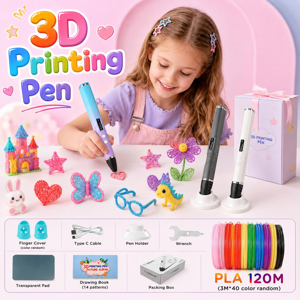 Pla Filament - قلم طباعة ثلاثية الأبعاد للأطفال مع